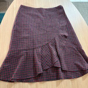 8 Seconds Check Skirt Medium 70 CM Ruffle Hem Side Zip Polyester Acrylic Wool